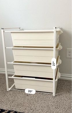 4-Tier Plastic Bin Storage Unit. MOVING OUT SALE!