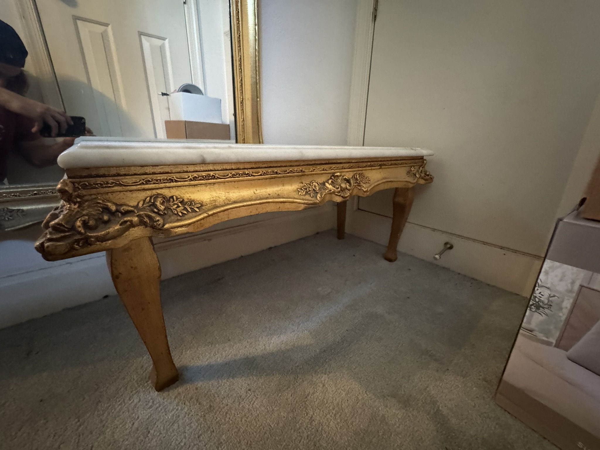 Vintage Gilded Console Table with Marble Top β Elegant Rococo Style