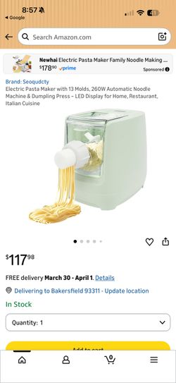 Electric Pasta Maker with 13 Molds, 260W Automatic Noodle Machine & Dumpling Press - LED Display for Home, Restaurant, Italian Cuisine
