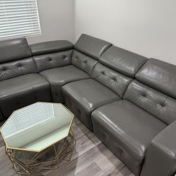 Sofa With Coffee Table with Liftable Head Rests And Leg Rests 