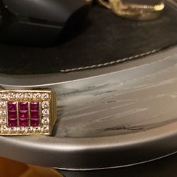 Men’s Unknown Gold Bonded? And Cz Lab Ruby Ring Size 9