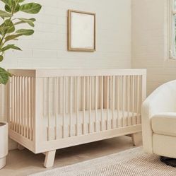 Babyletto Hudson 3-in-1 Convertible Crib with Toddler Bed Conversion Kit in Washed Natural, Greenguard Gold Certified