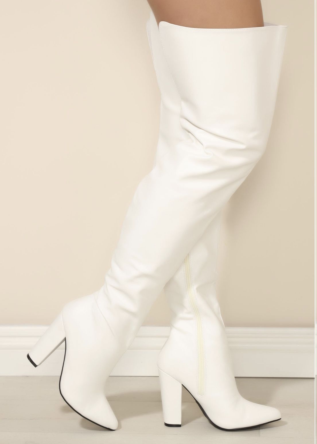 Over The Knee White Boots