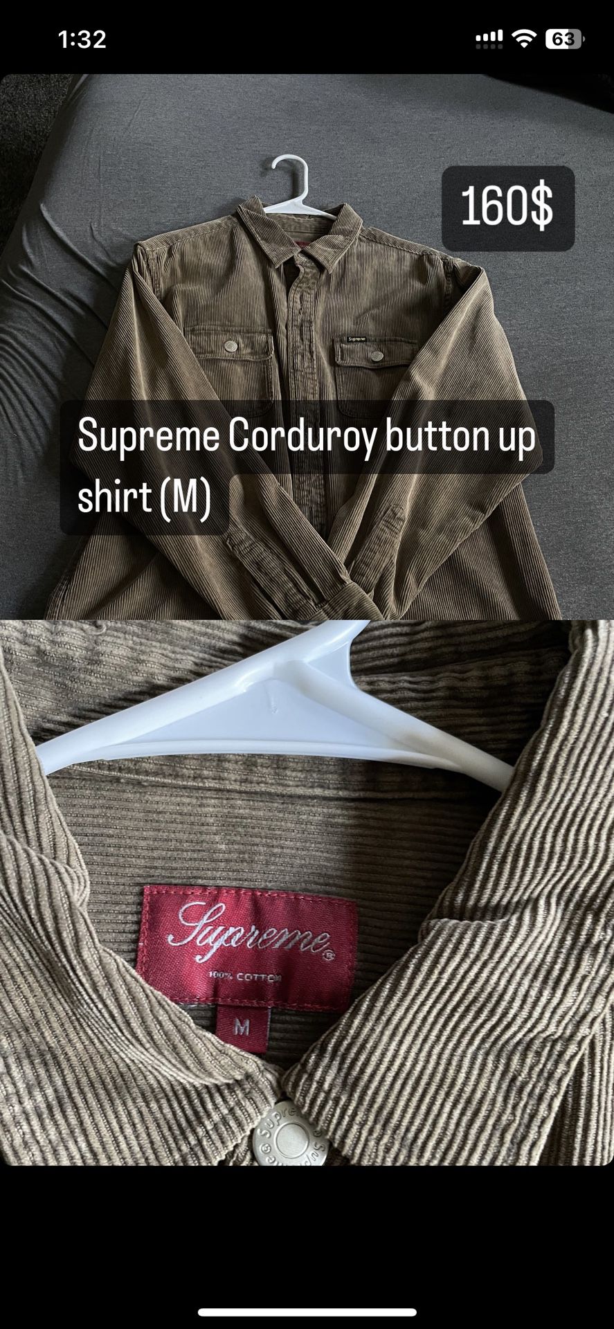 Supreme Corduroy Button Up Shirt (M)