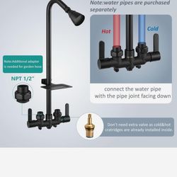 Outdoor Shower Fixtures,Outdoor Shower Kit Faucet System 3 Inch Center with Showerhead Black & Chrome & nickel C16