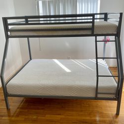 Twin Over Full Bunk Beds With Memory Foam Mattresses 