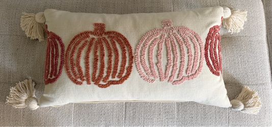 Embroidered pumpkin lumbar pillow