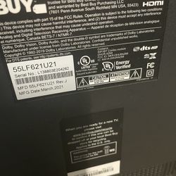 Toshiba 55 Inch Broken CPU Great Screen 