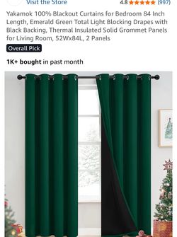 Hunter Green curtains (4 sets)