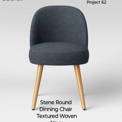 Brand New In Sealed Box Project 62 ( Set Of 2) Stene Round Dining Chair Textured  Woven Navy