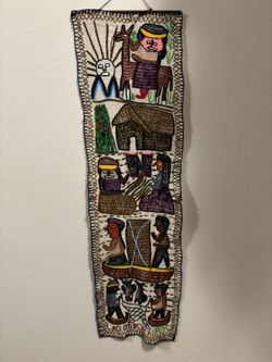 Vintage Peruvian Folk Art Tapestry