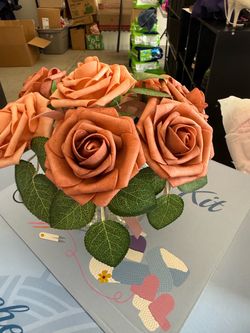 Artificial Pen Foam Roses Bouquet Terracotta