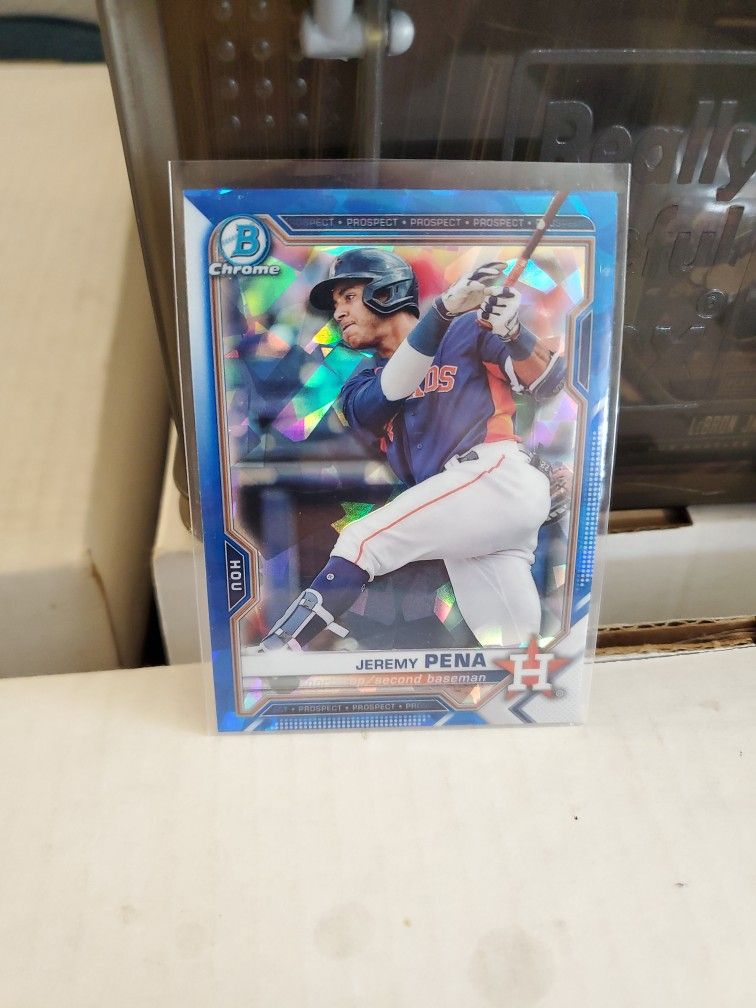 Jeremy Pena Blue Sapphire Cracked Ice Bowman Chrome Prospect Rookie Card