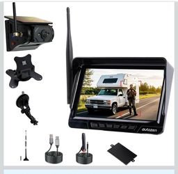 Magnetic Solar Wireless Backup Camera 7" HD 1080P Recording Monitor, Alarm Function, Night Vision, Vehicle Back up Cameras for Car RV Truck Trailer Ca