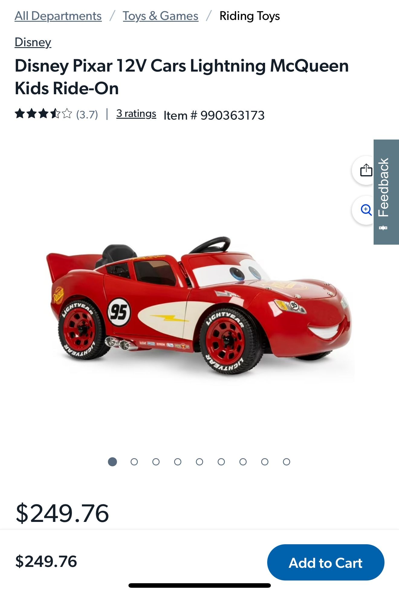 Lightning McQueen Battery Powered Ride On