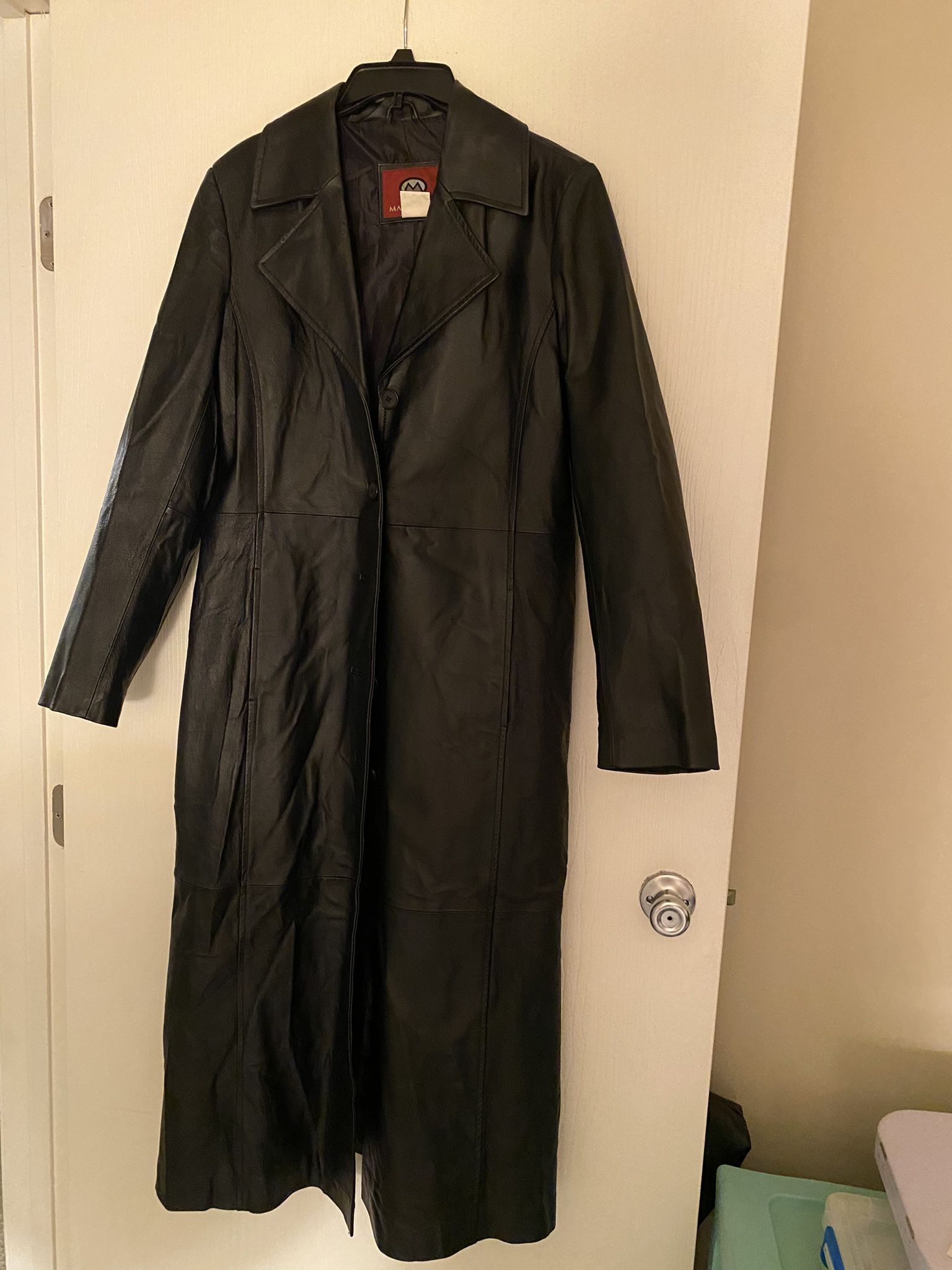 New Long Leather Woman Coat