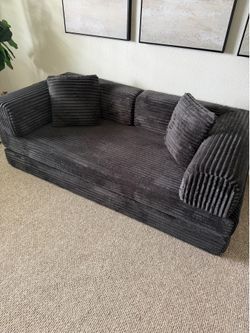 Boneless 80"W Convertible Folding Sofa Bed, Corduroy Upholstered King Size Compression Foam