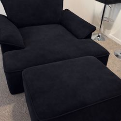 59" oversized chaise lounge/ sofa bed with ottoman