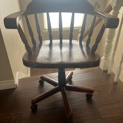 Vintage solid wood swivel desk chair