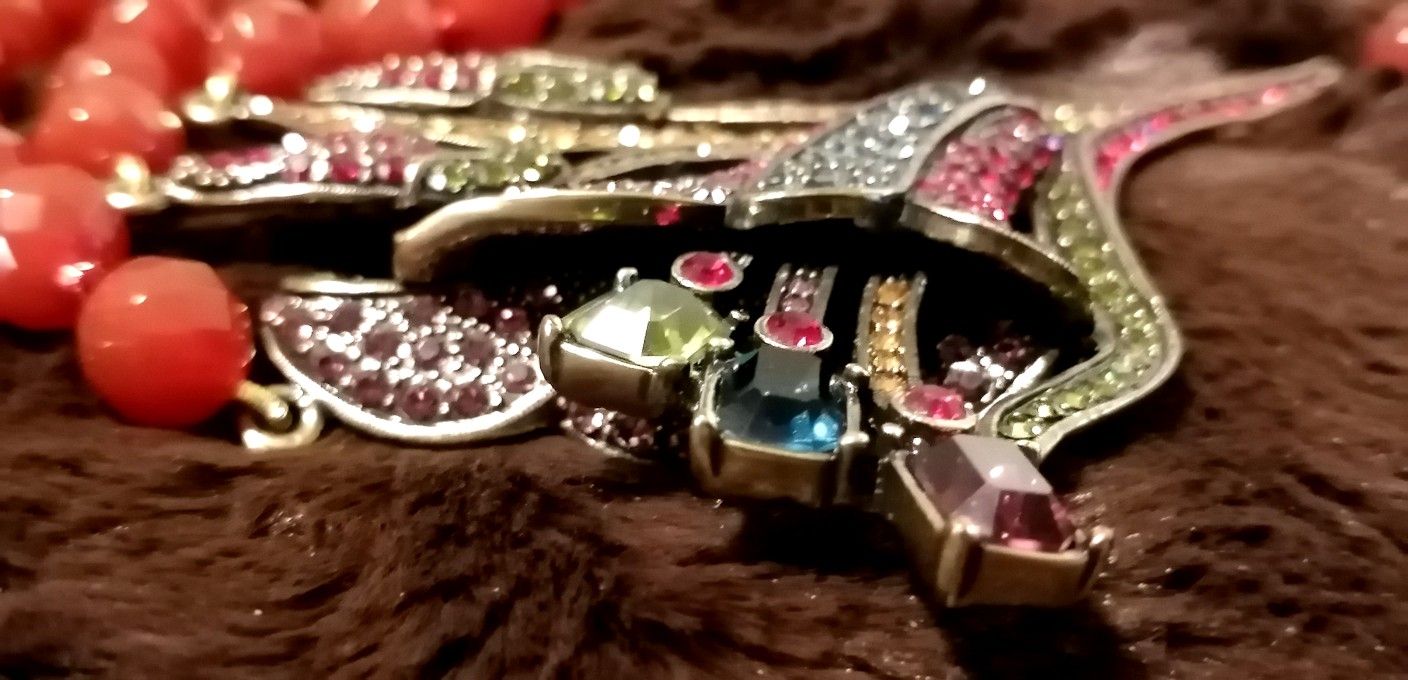 Heidi Daus Necklace And Earring Set Lilies And Butterflies Swarovski Crystals