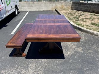 Solid Wood Dining Table with Matching Bench