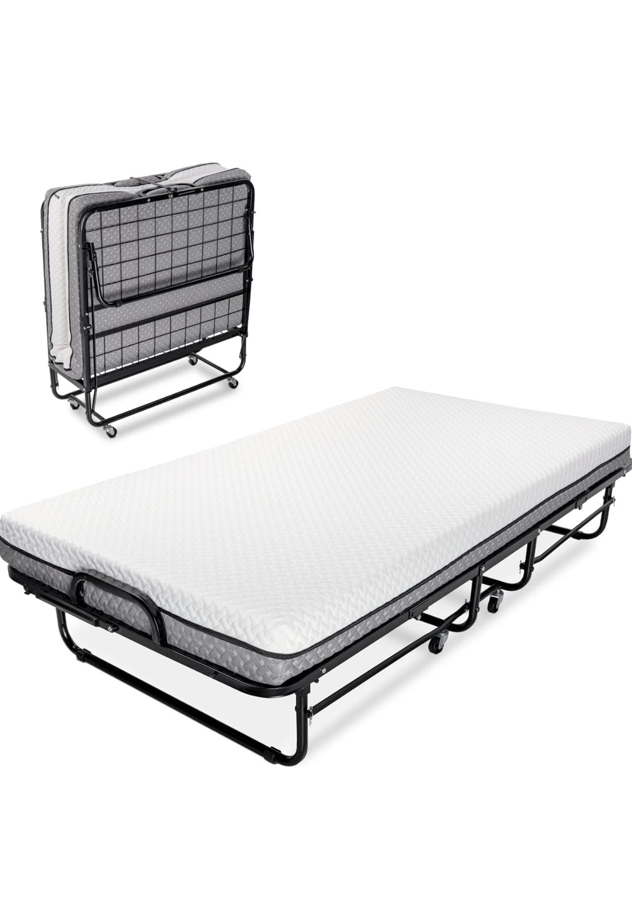 Twin size portable roll away bed memory foam mattress