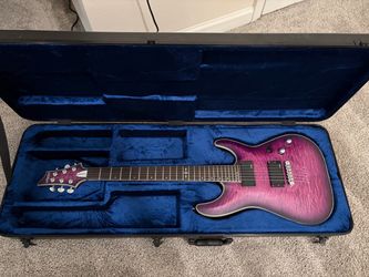 schecter c-1 platinum purple with hard shell case