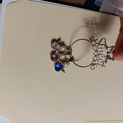 925 Charm Holder w Angels..sterling 