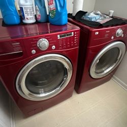 RED LG FRONT FACE WASHER AND DRYER