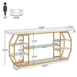 Tribesigns 70.9 Inch Extra Long Console Table, Modern Sofa Table Behind Couch with 6 Storage Shelves, Large Entryway Accent Table for Living Room, Ent
