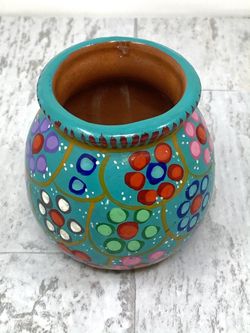 Small Handpainted Mexican Pottery Vase