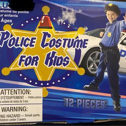 New , Kids Deluxe 12 Piece Police Officer Costume  Size 6–8