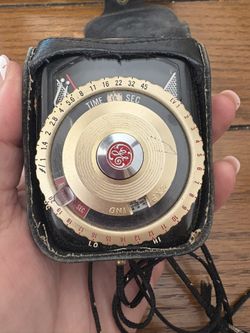 Vintage General Electric Exposure Meter PR-3 — Working — 1950s–60s Light Meter — Original Leather Case & Strap — USA Made