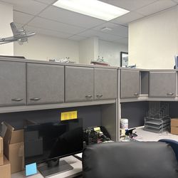 Office desk with storage on top