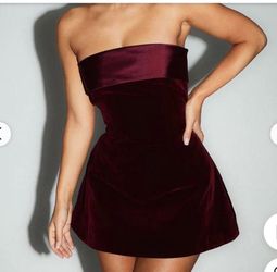Velvet burgundy strapless dress size 4