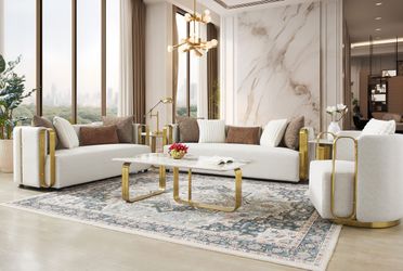 Azure Imperial White/Gold Chair / HD-C3156