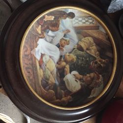 Decorative three bears plate with frame