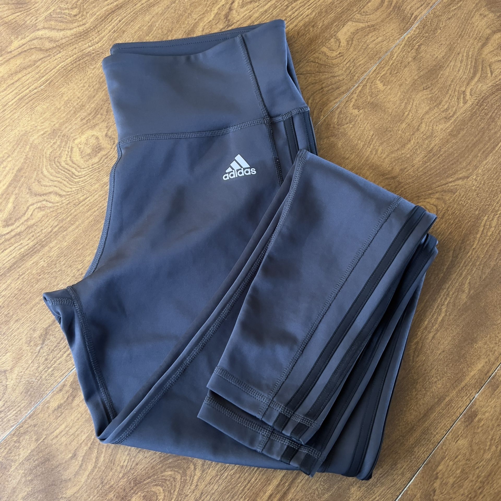 Adidas Climalite Women’s Dark Gray Black Side Striped Activewear Leggings Size L