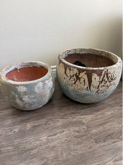 Set Of 2 Nesting Beautiful Vintage Reclaimed Style Planters