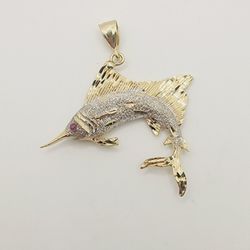 14k Gold Marlon Pendant 