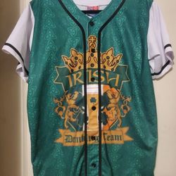 Usa Drinking Team Irish Ireland Buttoned Jersey Shirt Sz Medium