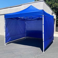 $129 (New in Box) Heavy duty white 10x10 ft canopy with 3 sidewalls ez popup outdoor gazebo, carry bag
