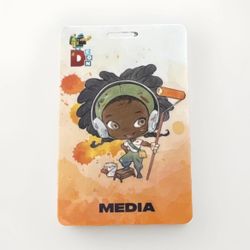 DesignerCon 2025 MEDIA Badge Event Pass with Cartoon Artwork by Peach Monoko