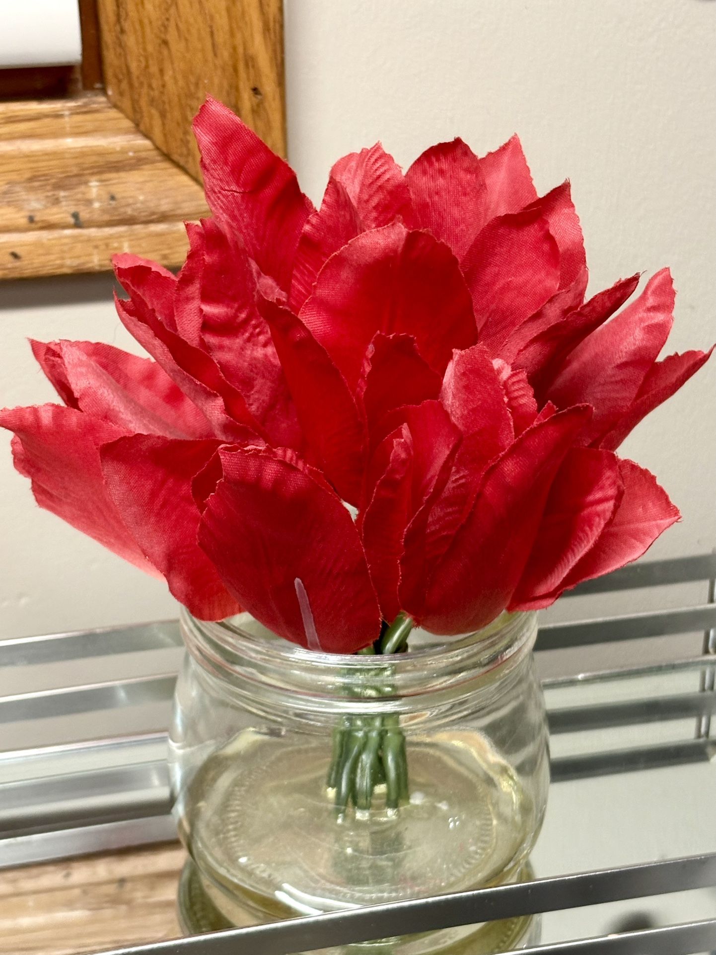 Pretty Red Flower In Vase 8” FREE