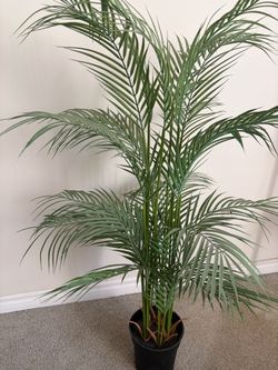 Faux Artificial Palm Tree in Black Pot - Great Condition!