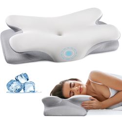 Cervical Neck Pillow for Pain Relief - Contour Memory Foam Pillows with Cooling