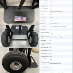 ♉️  1 MILWAUKEE Heavy Duty Hand Truck/ Dolly Converter 800 lb, Pneumatic Caster Black, **USED 1 TIME**... Value $180
