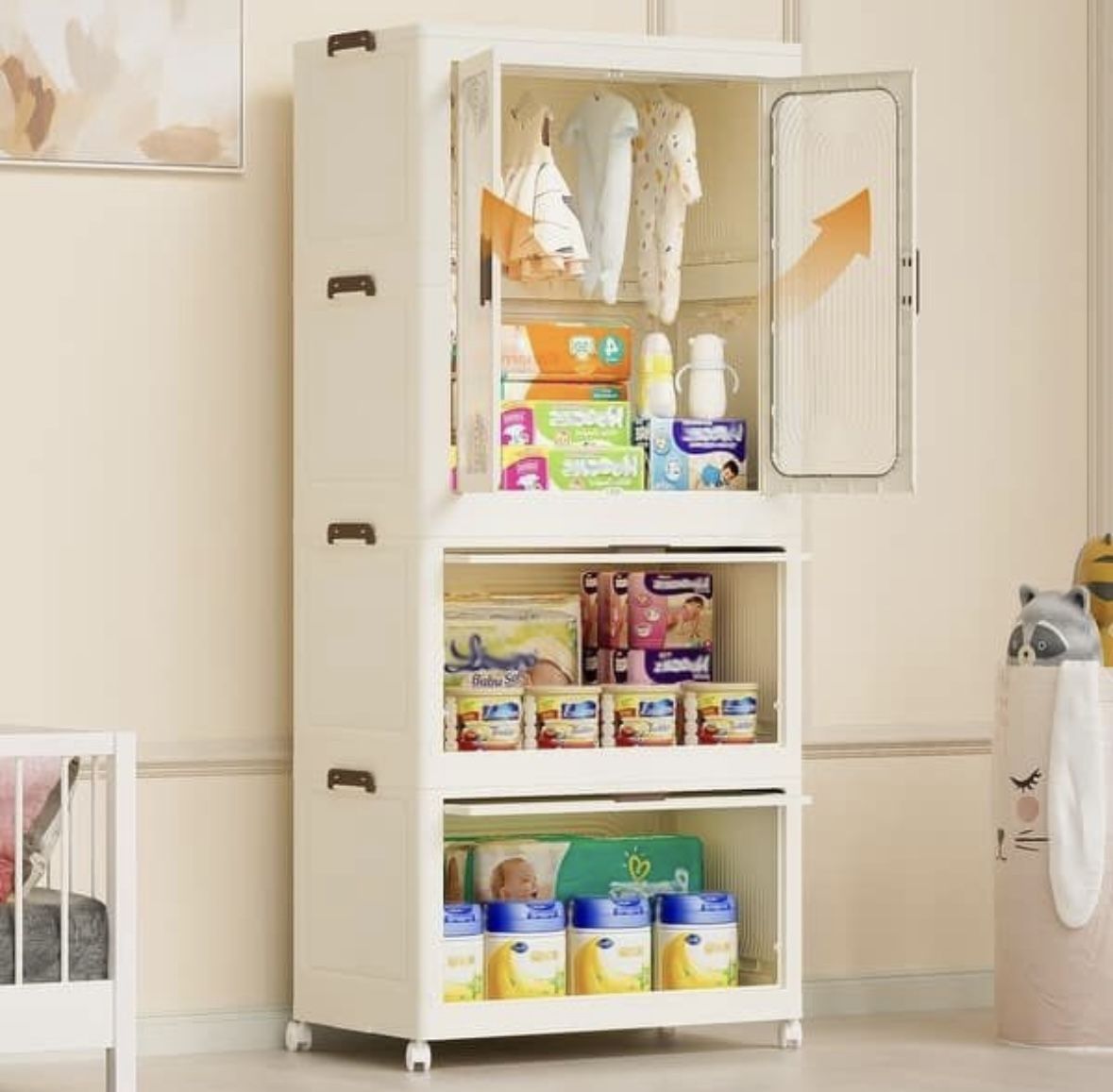 White Portable Wardrobe Closet Storage Organizer for Clothes,Clothes Dresser [NEW]