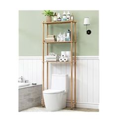 Bamboo Over The Toilet Storage Shelf