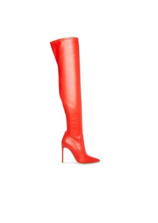 STEVE MADDEN Red Stiletto Thigh-High Boots, size 7 Women's